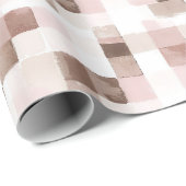 Braun Creme Pink Quadrate Geburtstag Geschenkpapier (Rolleneckpunkt)