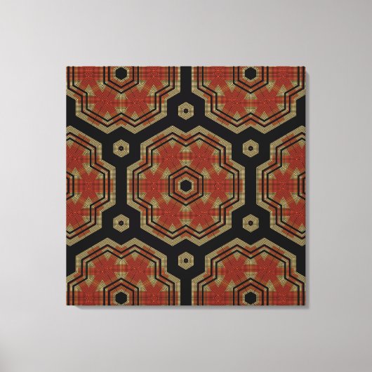 Braun, Creme Retro Art Nahtlose Muster Leinwand (Vorderseite)
