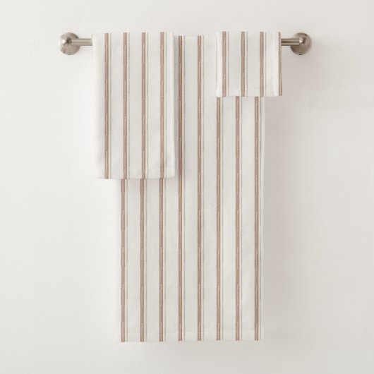 Braun Creme Streifen Badhandtuch Set (Insitu)