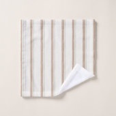 Braun Creme Streifen Badhandtuch Set (Waschlappen)