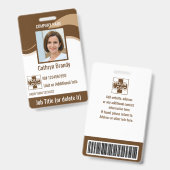 Braun Custom Employee Security Id, Logo, Bar Code Ausweis (Vorder- & Rückseite)