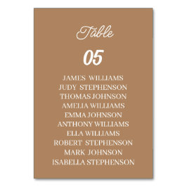 Braun Custom Wedding Tischnummer