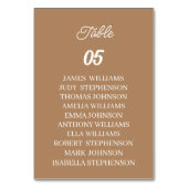 Braun Custom Wedding Tischnummer (Vorderseite)