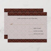 Braun Damask Einladung (Vorne/Hinten)