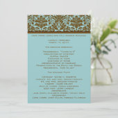Braun Damask Hochzeitsprogramm Programm (Stehend Vorderseite)