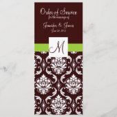 Braun Damask Hochzeitsprogramme mit Monogramm Programm (Vorderseite)