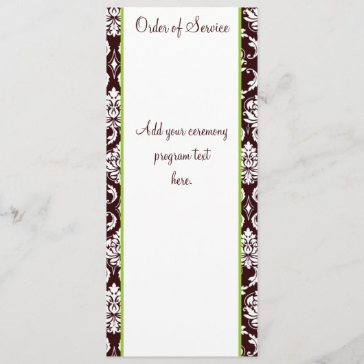 Braun Damask Hochzeitsprogramme mit Monogramm Programm (Rückseite)