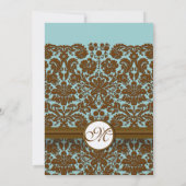 Braun Damask Wedding Monogram Einladungen (Rückseite)