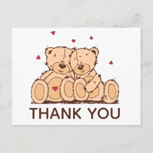 Braun Danke Cartoon-Teddybär Hochzeitsfeier Postkarte