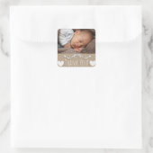 Braun danke, dass du mit dem Foto deines Babys Sti Quadratischer Aufkleber (Tasche)