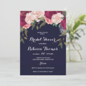 Braun-Dusche, bordeauxrot, rosa Blüte Einladung (Stehend Vorderseite)