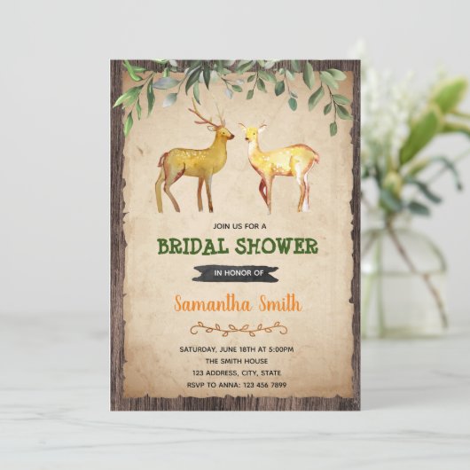 Braun-Dusche für die Hirschjagd Einladung (Stehend Vorderseite)