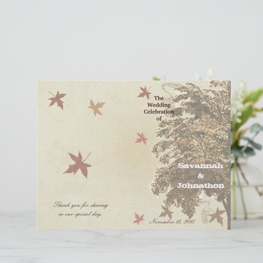 Braun-Eichenbaum-Hochzeitsprogramm (Stehend Vorderseite)
