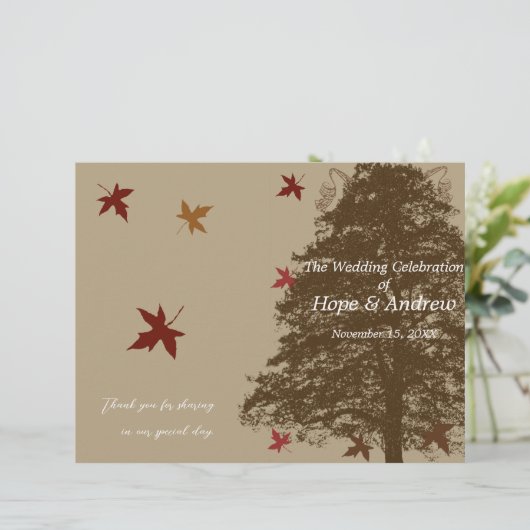 Braun-Eichenbaum-Hochzeitsprogramm (Stehend Vorderseite)