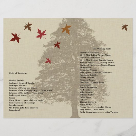 Braun-Eichenbaum-Hochzeitsprogramm (Rückseite)