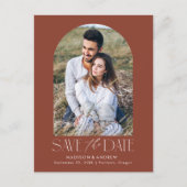 Braun | Einfaches modernes Foto Save the Date Ankündigungspostkarte (Vorderseite)