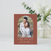 Braun | Einfaches modernes Foto Save the Date Ankündigungspostkarte (Stehend Vorderseite)