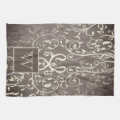 Braun Elegant Blühend Monogramm Handtuch (Horizontal)