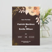 Braun Elegant Hochzeitseinladung Einladung (Stehend Vorderseite)