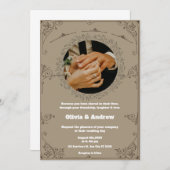Braun Elegant Hochzeitseinladung Einladung (Vorne/Hinten)