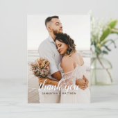 Braun Elegant Modernes Rustikales Foto Hochzeit Dankeskarte (Stehend Vorderseite)