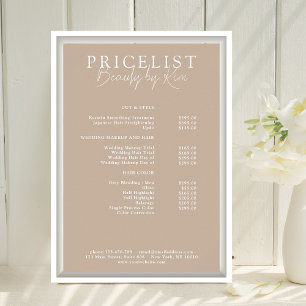 Braun, elegant, Salon-Preisliste Poster