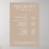 Braun, elegant, Salon-Preisliste Poster (Vorne)