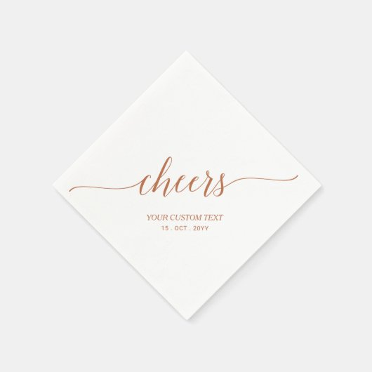 Braun Elegant Stilvolle Briefe Cheers Event Serviette (Ecke)