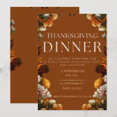 Braun Eleganter Erntedank Abendessen Einladung (Vorne/Hinten)