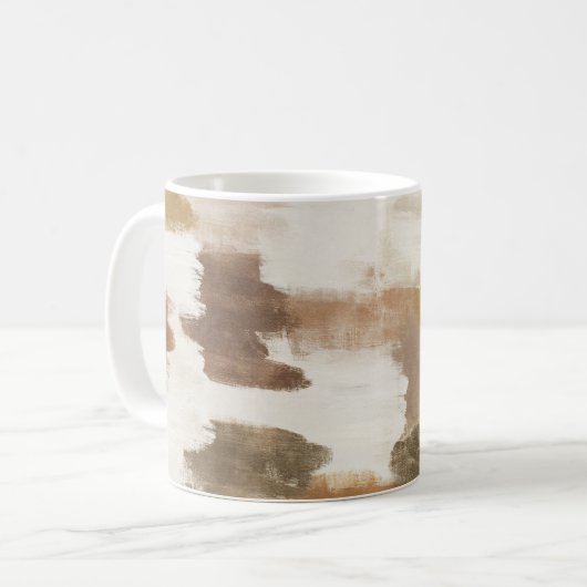 Braun Elfenbein Beige Creme Abstract Kaffeetasse (Vorderseite Links)
