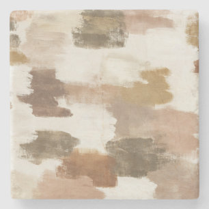 Braun Elfenbein Beige Creme Abstract Steinuntersetzer