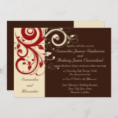 Braun/Elfenbein/Roter Reverse Swirl Einladung zur  (Vorne/Hinten)