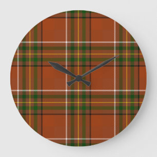 Braun-Erdenes Karo-Tartan Große Wanduhr