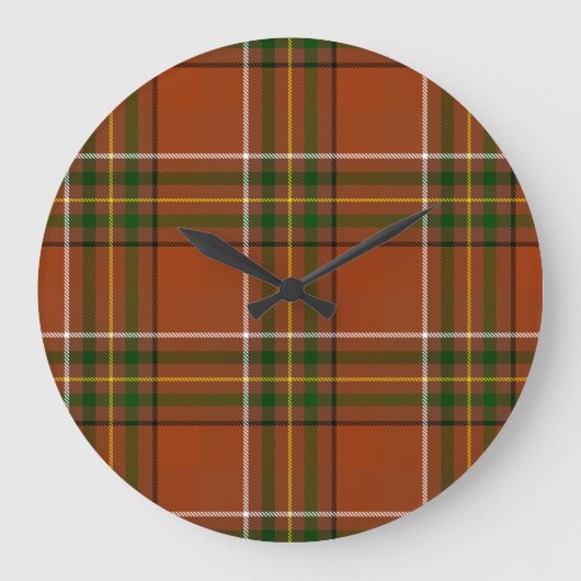 Braun-Erdenes Karo-Tartan  Große Wanduhr (Vorderseite)