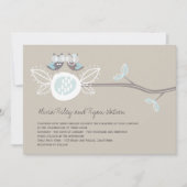 Braun-Eulen auf Zweig Whimsical Einladung (Vorderseite)