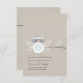 Braun-Eulen auf Zweig Whimsical Empfang (Vorne/Hinten)