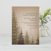 Braun Evergreen Tree Rustic Wedding Einladung (Stehend Vorderseite)