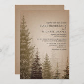 Braun Evergreen Tree Rustic Wedding Einladung (Vorne/Hinten)
