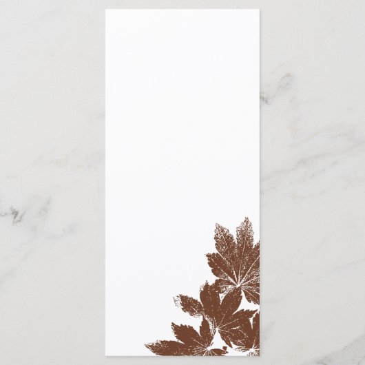 Braun Fall Maple Leaf Briefmarke Hochzeitsmenü Menükarte (Rückseite)