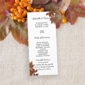Braun Fall Maple Leaf Briefmarke Hochzeitsprogramm Programm