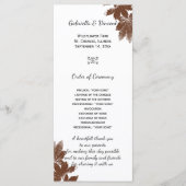 Braun Fall Maple Leaf Briefmarke Hochzeitsprogramm Programm (Vorderseite)