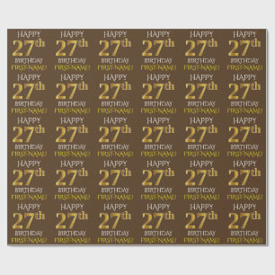 Braun, Falsches Gold "HAPPY 27th GEBURTSTAG" Geschenkpapier