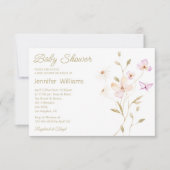 Braun-farbene, rosa Blütendusche Einladung (Vorderseite)