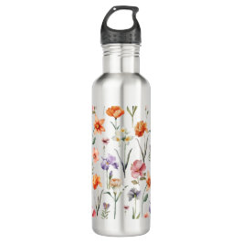 Braun farbiges Muster der Wildblume Edelstahlflasche