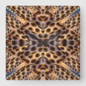 Braun-Fasant-Federkalieidoskop Quadratische Wanduhr (Vorderseite)