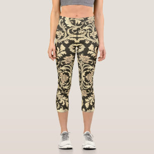 Braun Fleur Antique Muster Capri Leggings