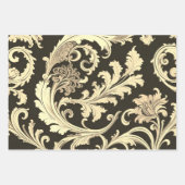 Braun Fleur Antique Muster Geschenkpapier Set (Vorderseite 2)