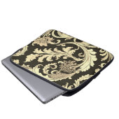 Braun Fleur Antique Muster Laptopschutzhülle (Vorne Knopf)