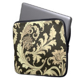 Braun Fleur Antique Muster Laptopschutzhülle (Vorderseite Links)