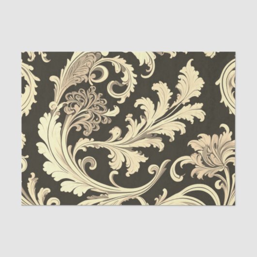 Braun Fleur Antique Muster Seidenpapier (Vorderseite)